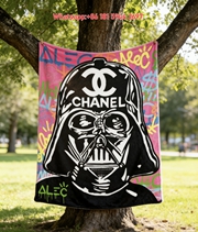 Chanel Darth Vader Graffiti Flannel Throw Blanket IMG_6938